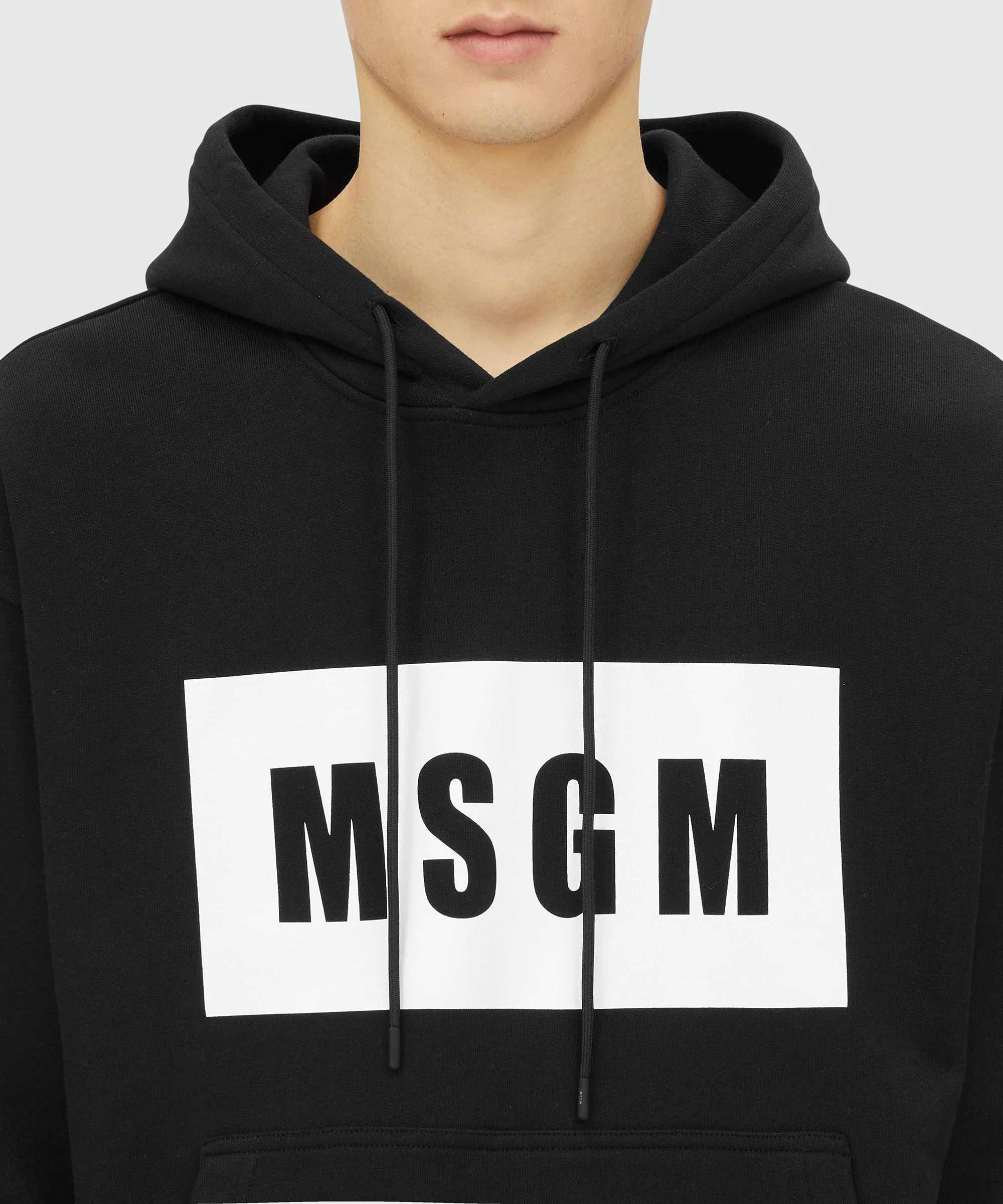 Black cotton sweatshirt with graphic box logo - Image 5