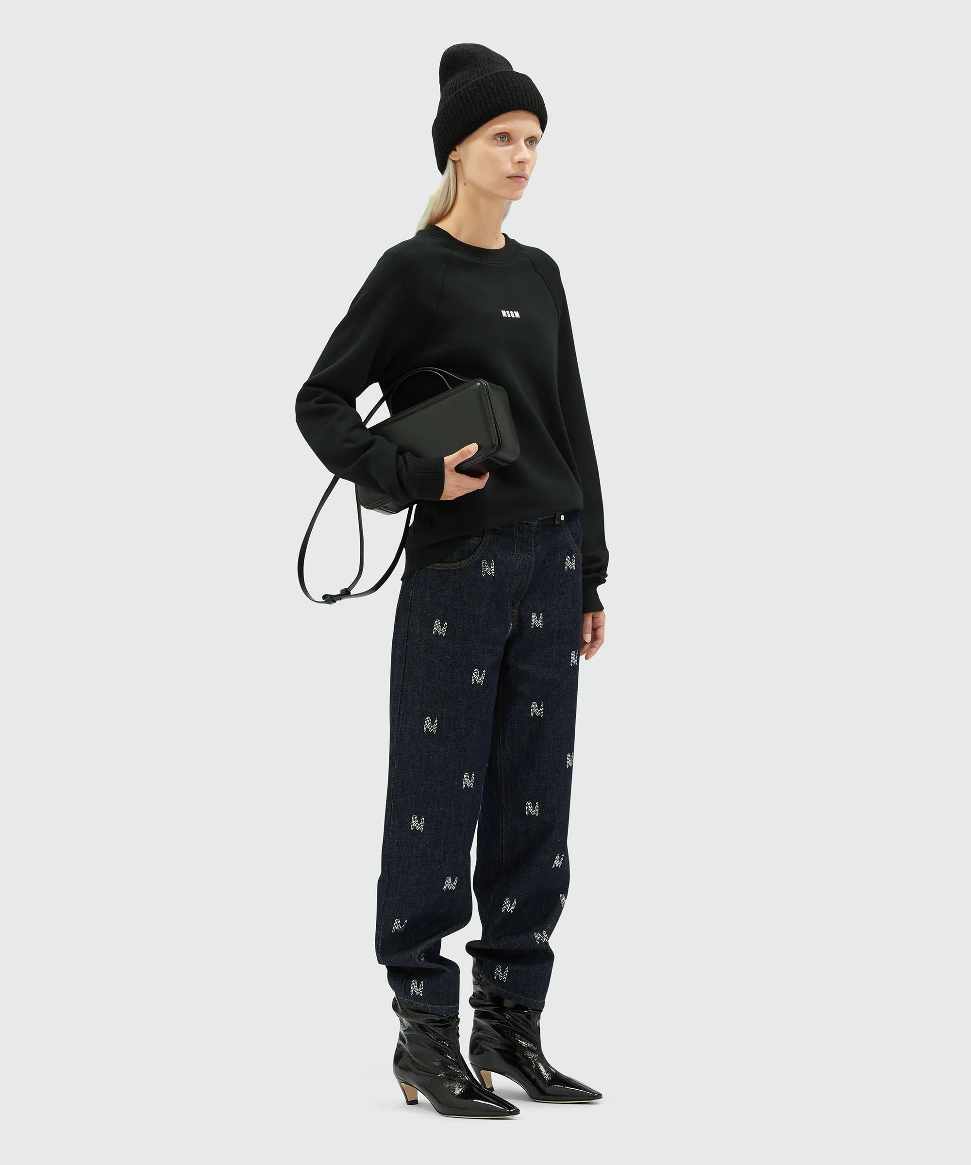 Black jersey sweatshirt with micro logo - Image 4