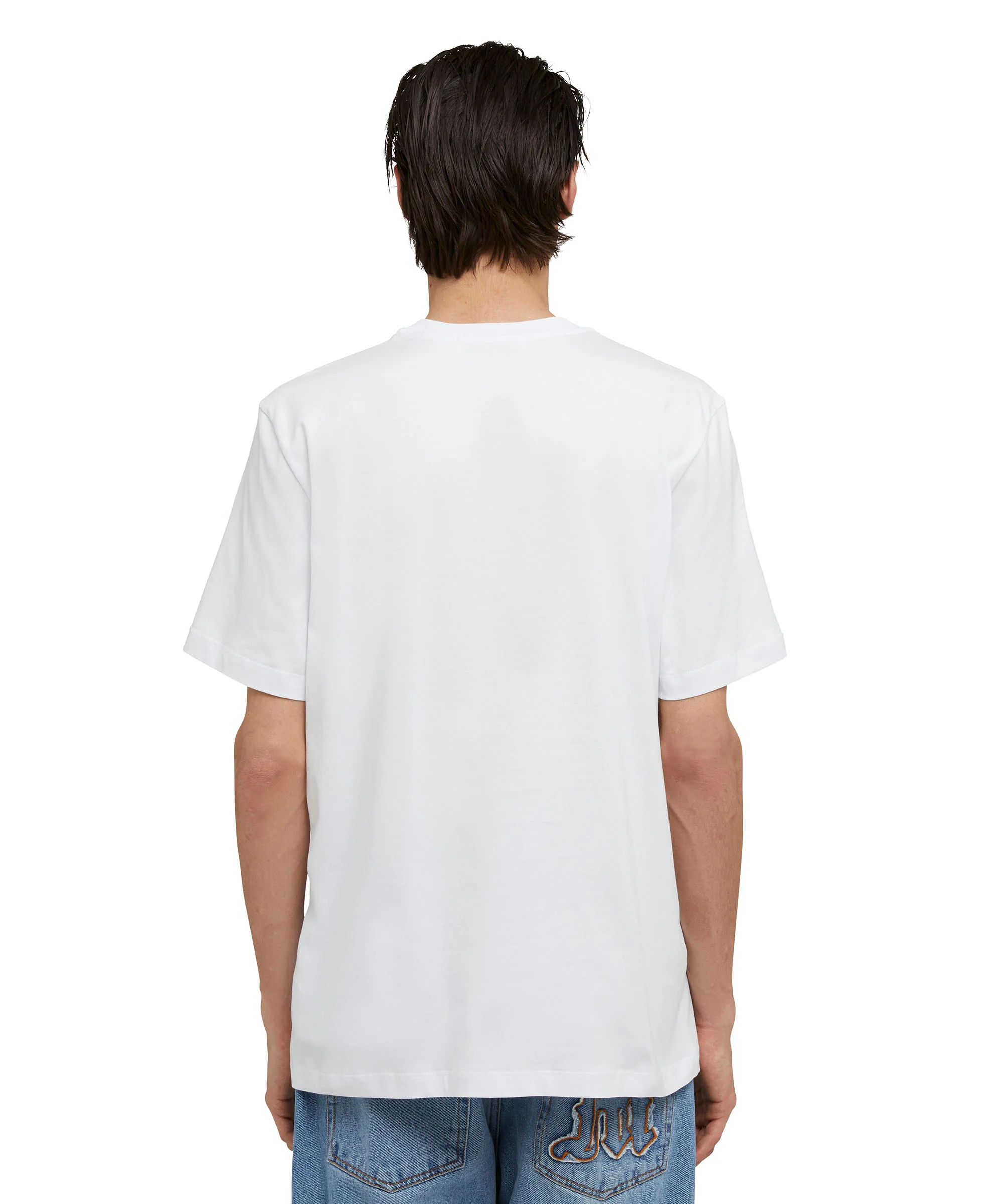 Cotton crewneck t-shirt with brushed MSGM logo at the neckline - Image 5