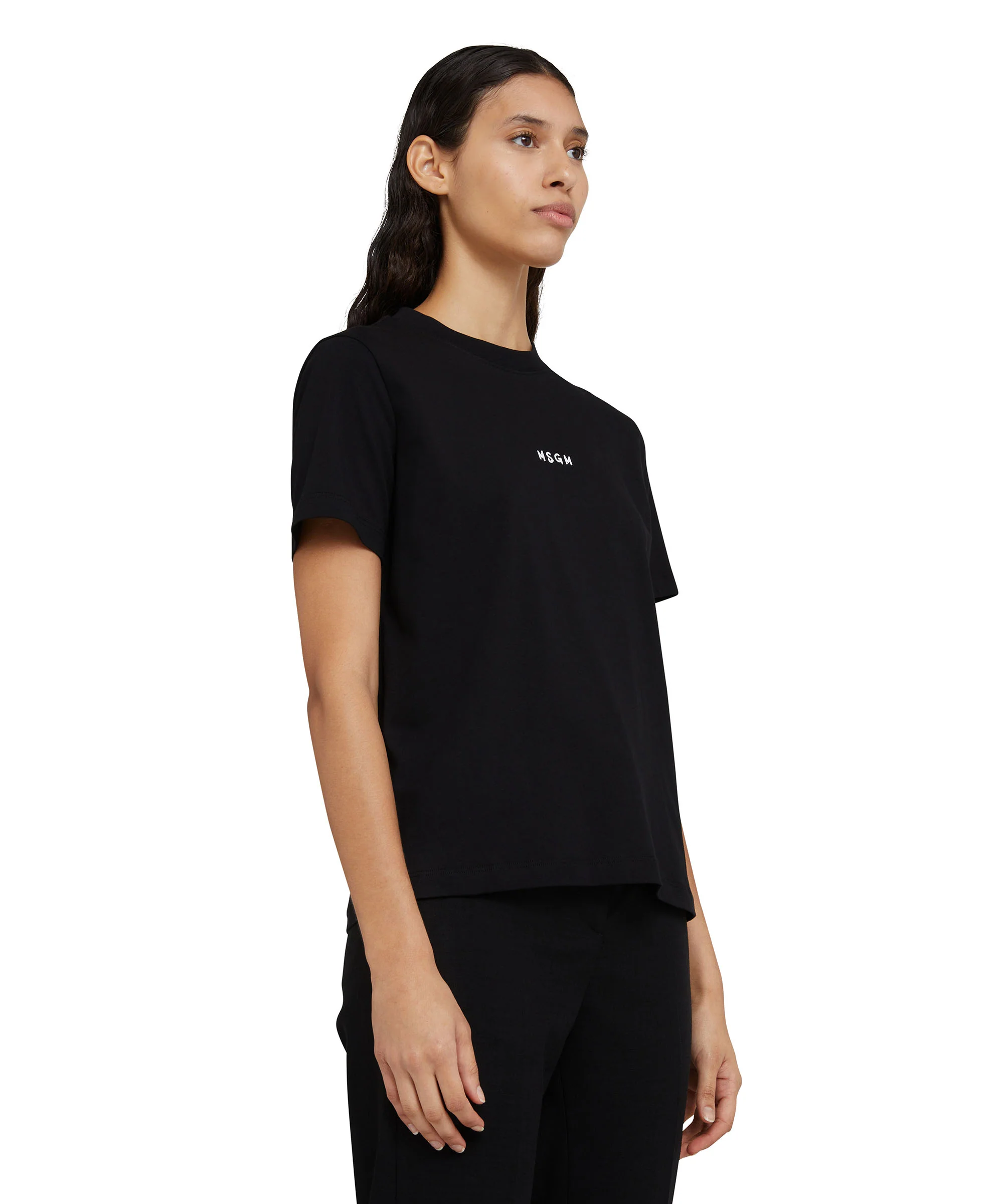 Cotton crewneck t-shirt with MSGM micro logo - Image 4