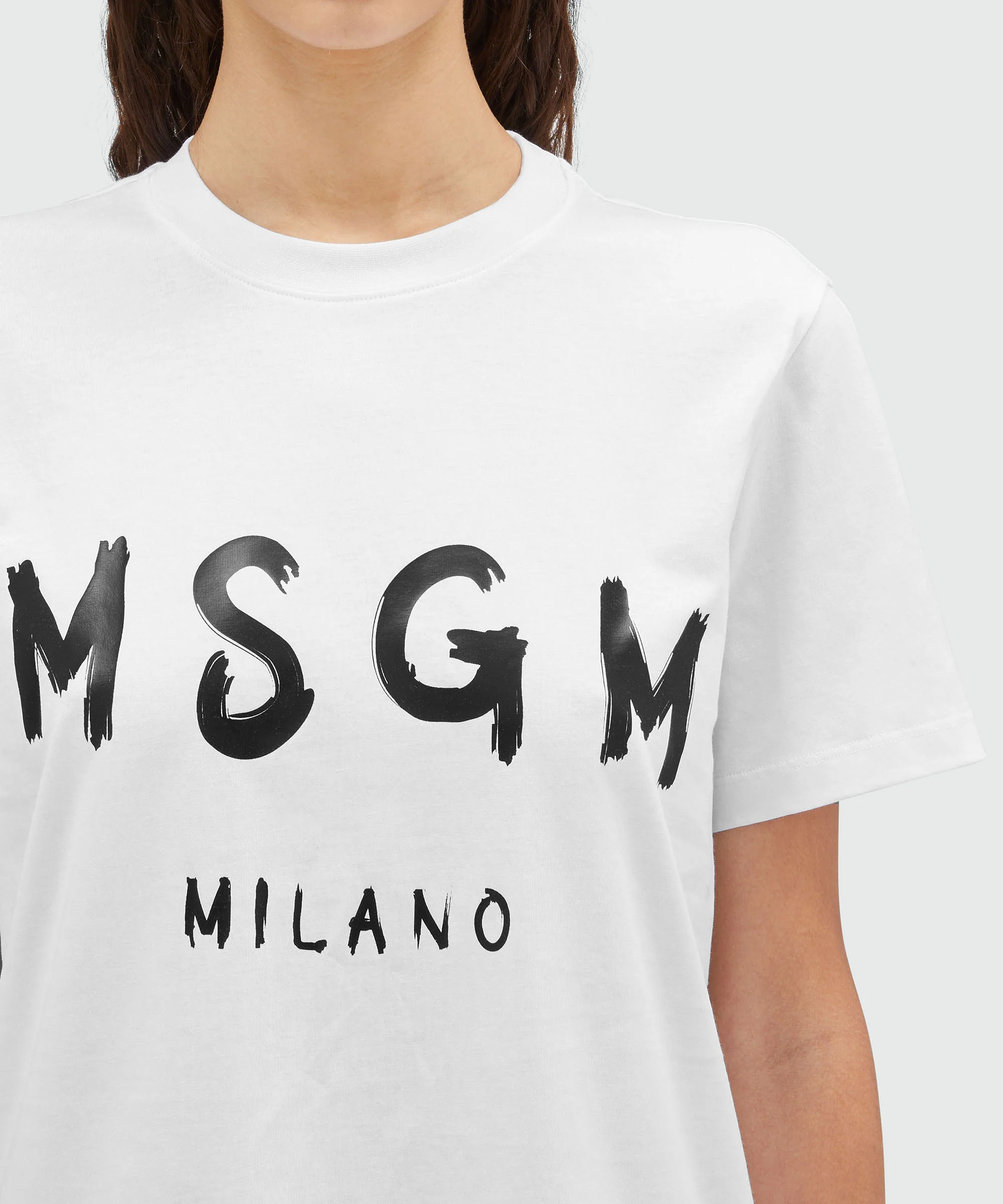 Cotton T-shirt in solid colour with logo - Image 5