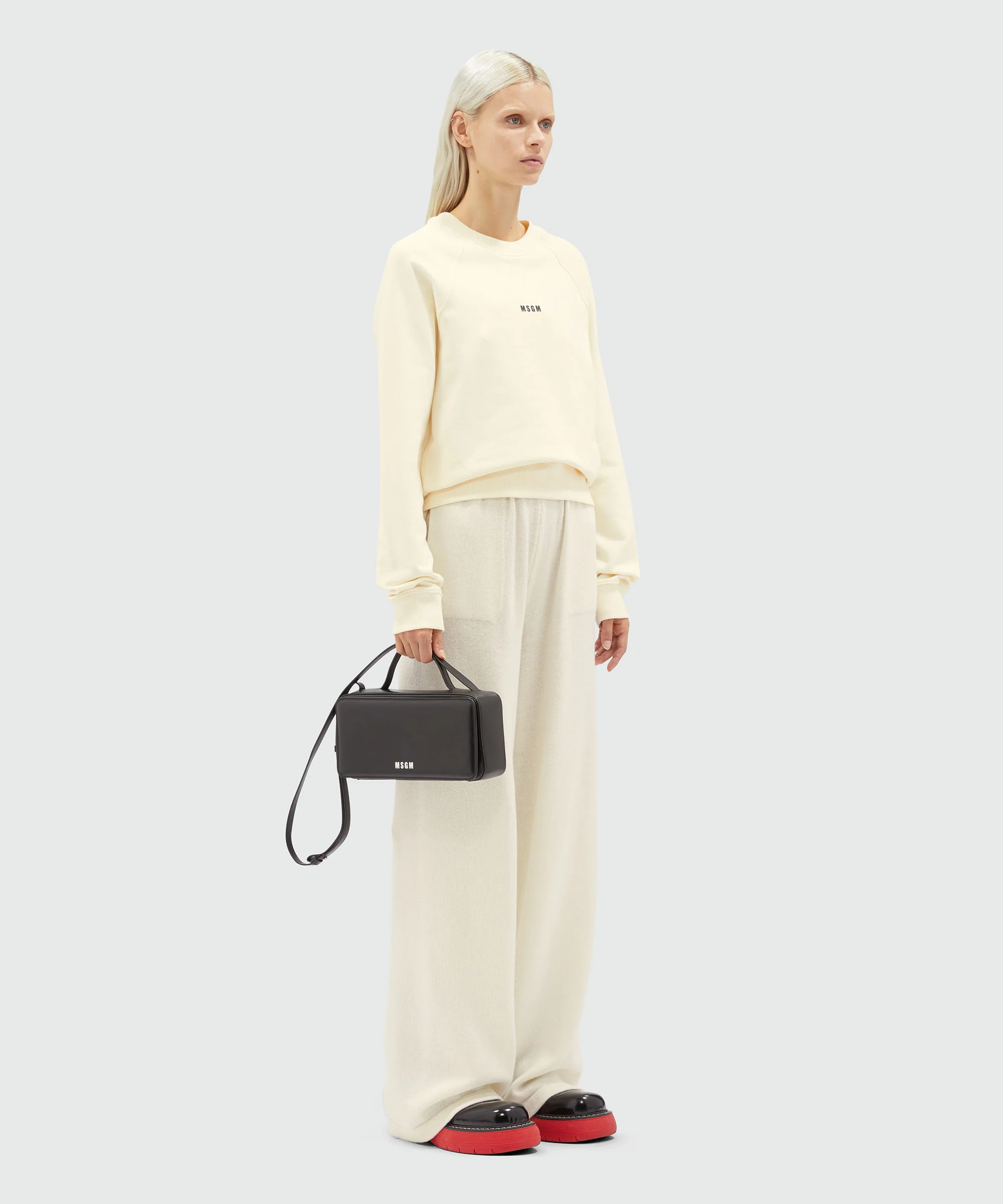 Cream jersey sweatshirt with micro logo - Image 4