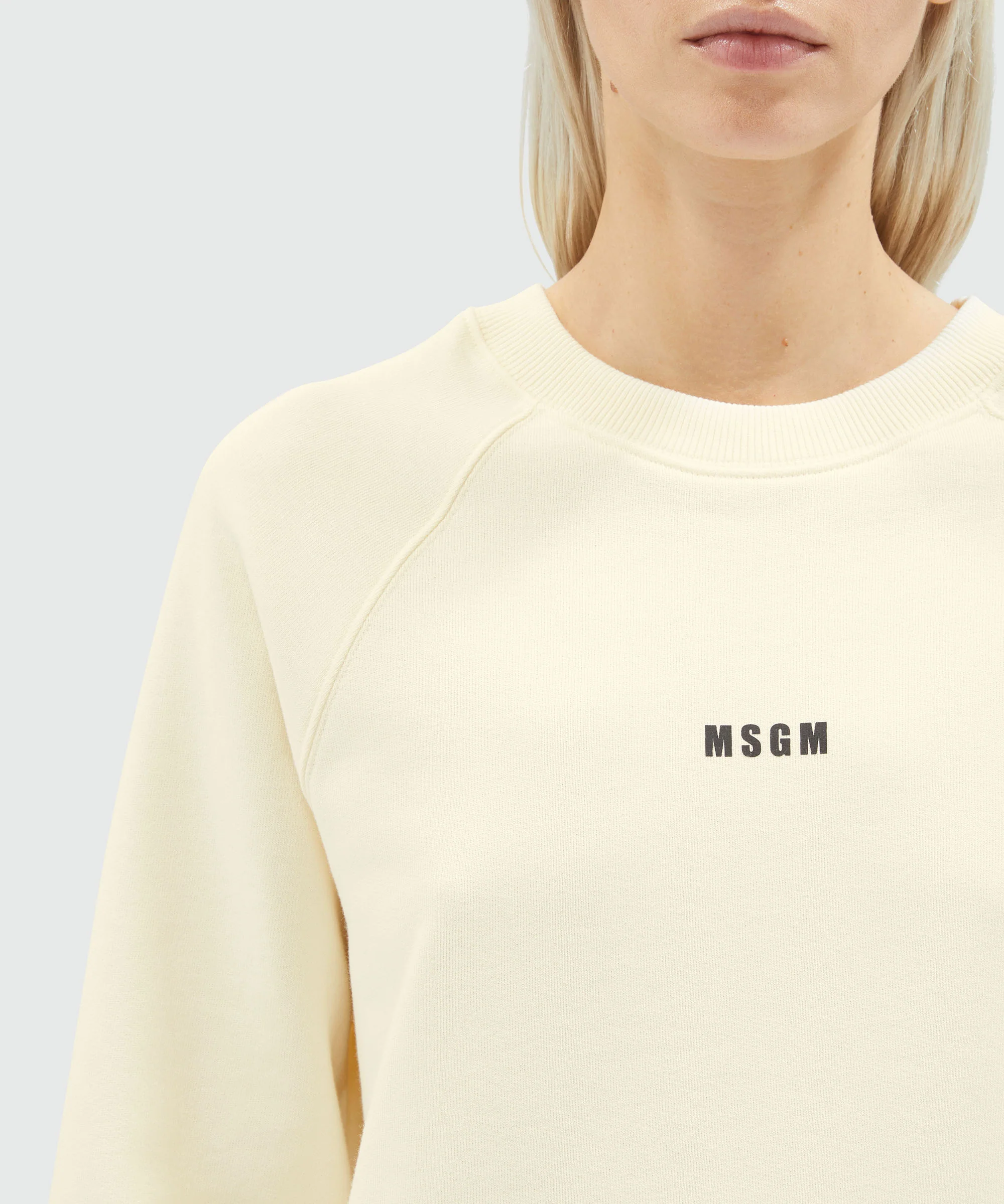 Cream jersey sweatshirt with micro logo - Image 5