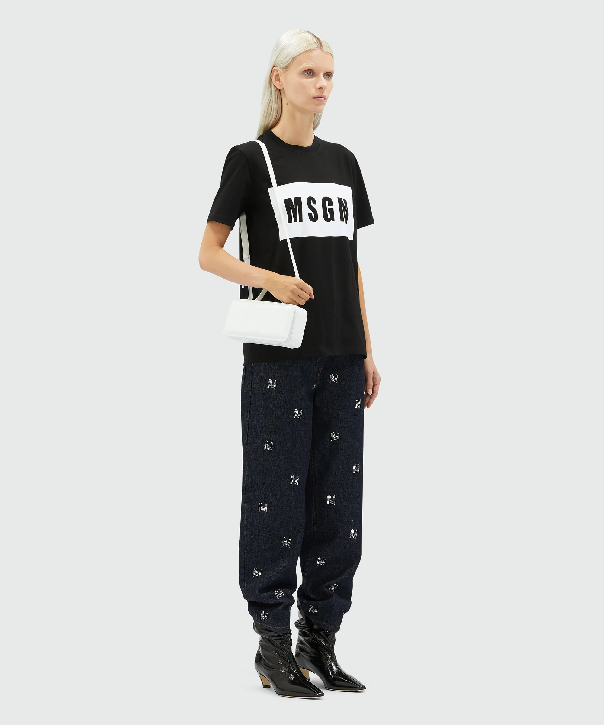 Crew neck T-shirt with MSGM box logo - Image 4