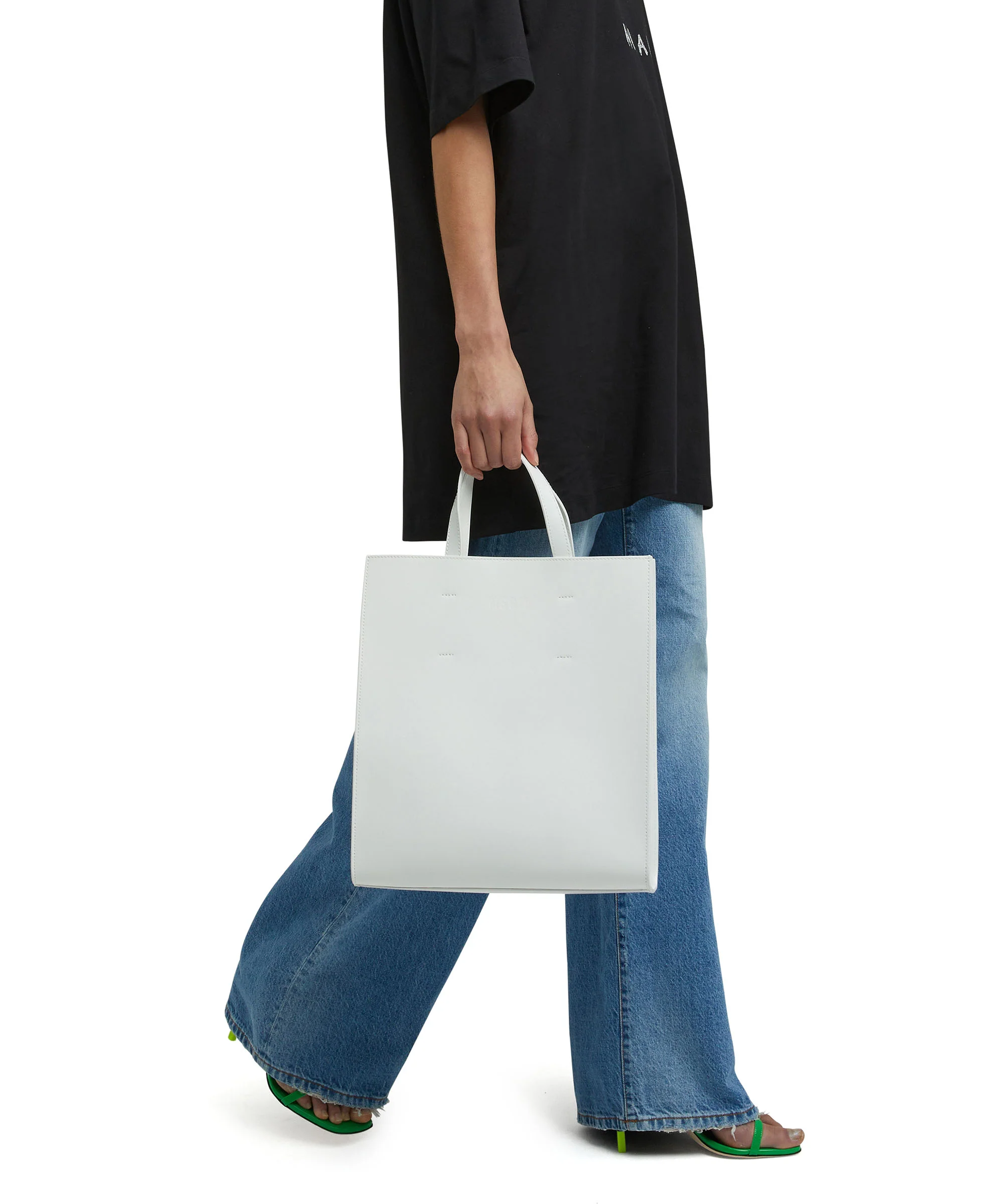 Faux leather tote bag with embossed micro logo - Image 5
