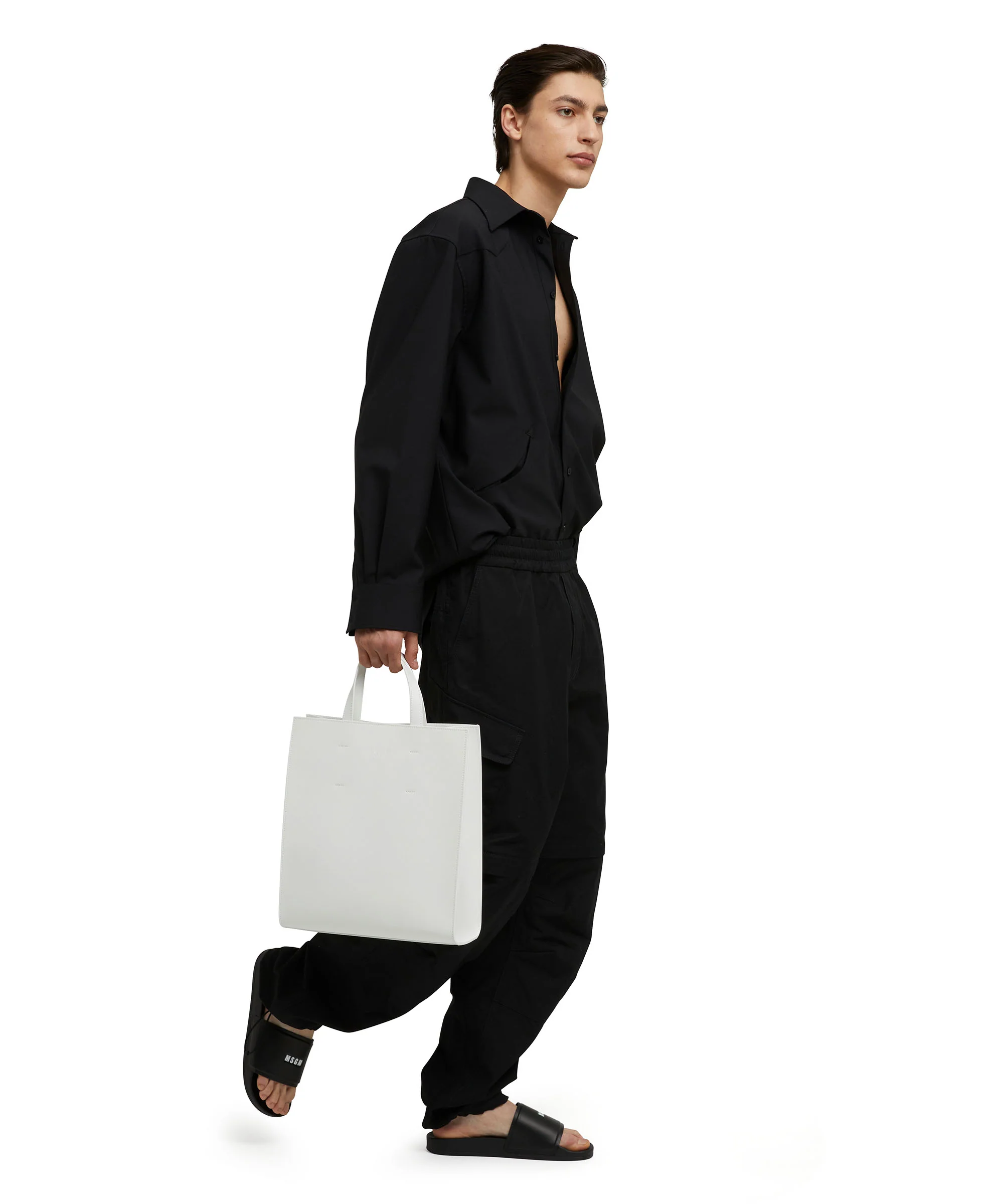Faux leather tote bag with embossed micro logo - Image 6