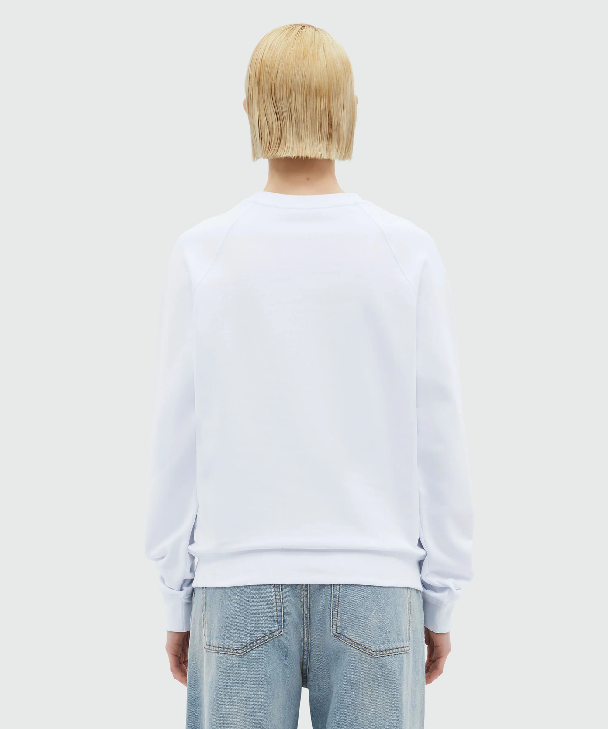 White crew neck sweatshirt with brushstroke logo - Image 3