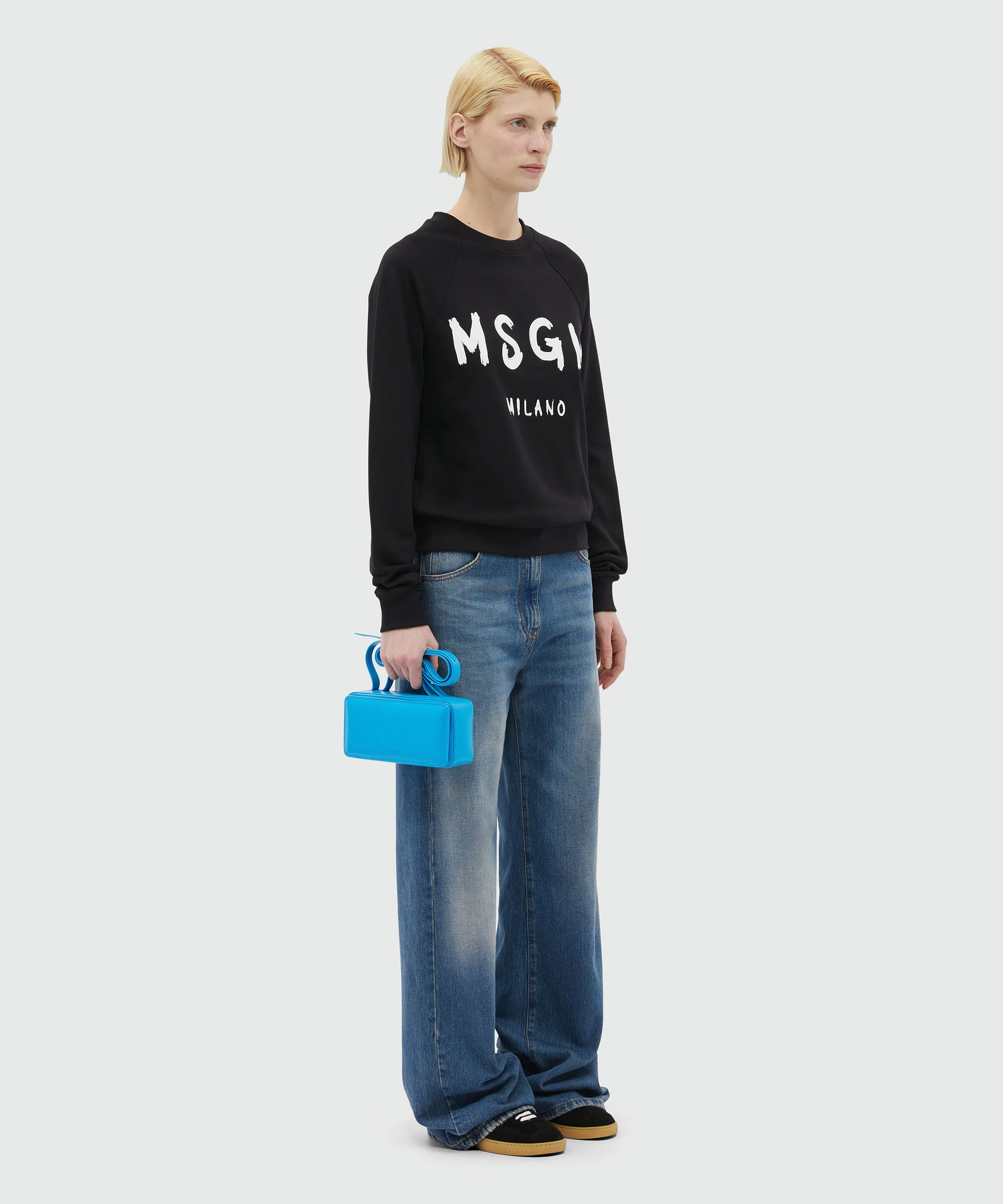 Black crew neck sweatshirt with brushstroke logo - Image 4