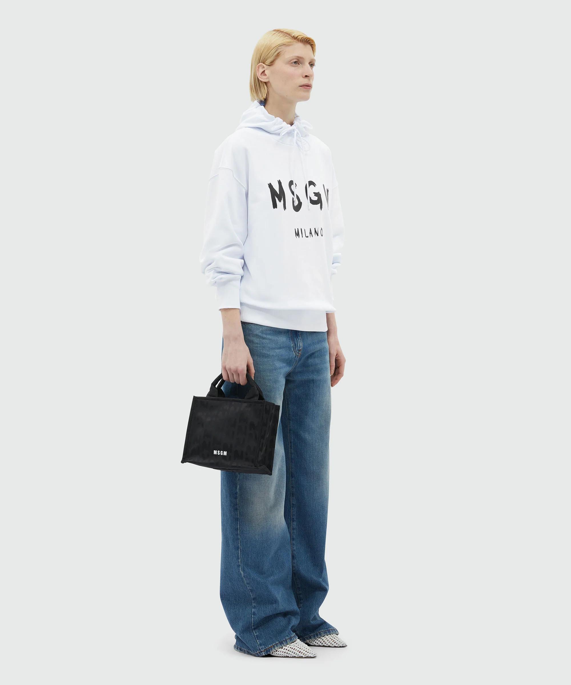 White Hoodie with brushstroke logo - Image 4