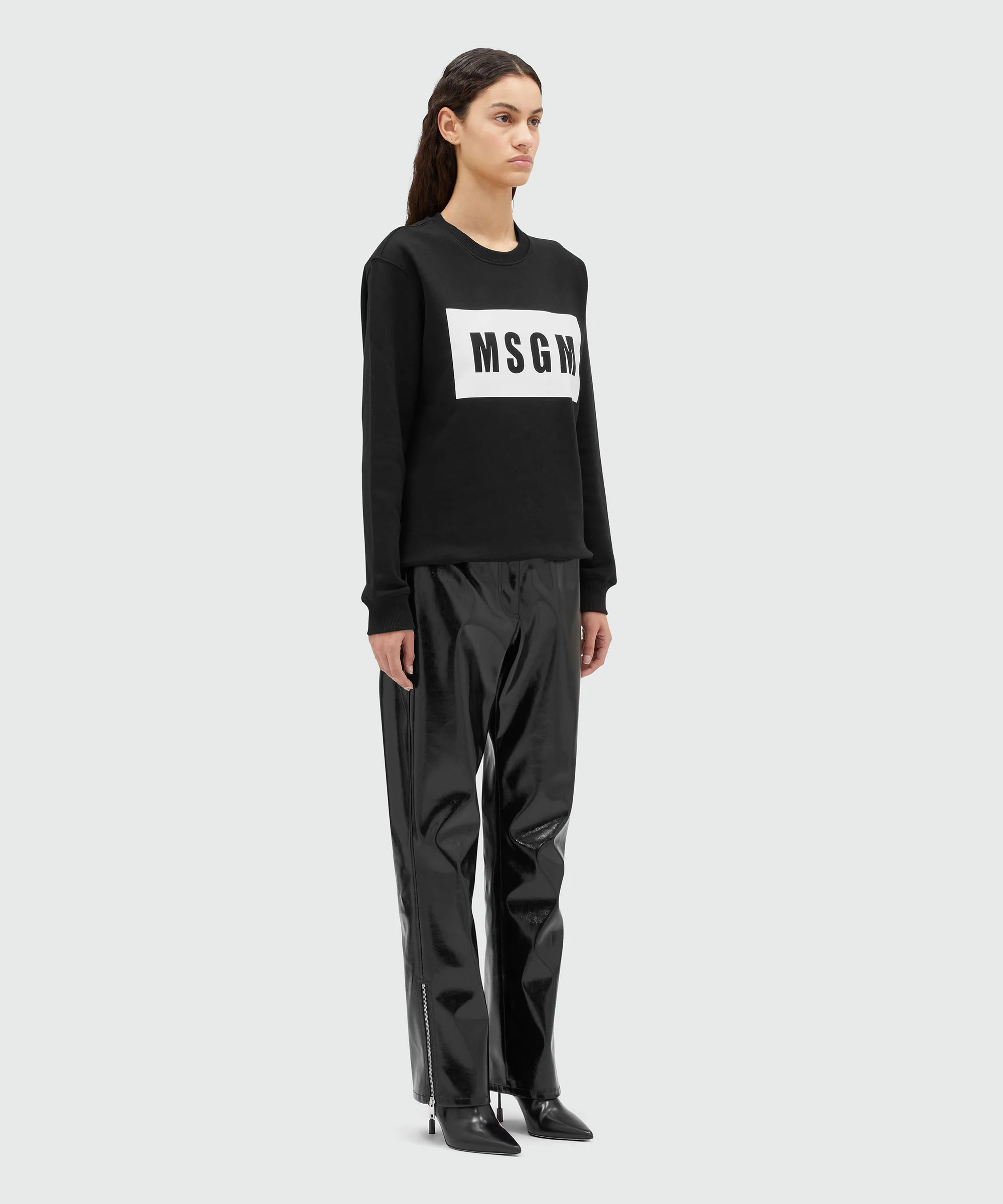 Black crew neck sweatshirt with box logo - Image 4