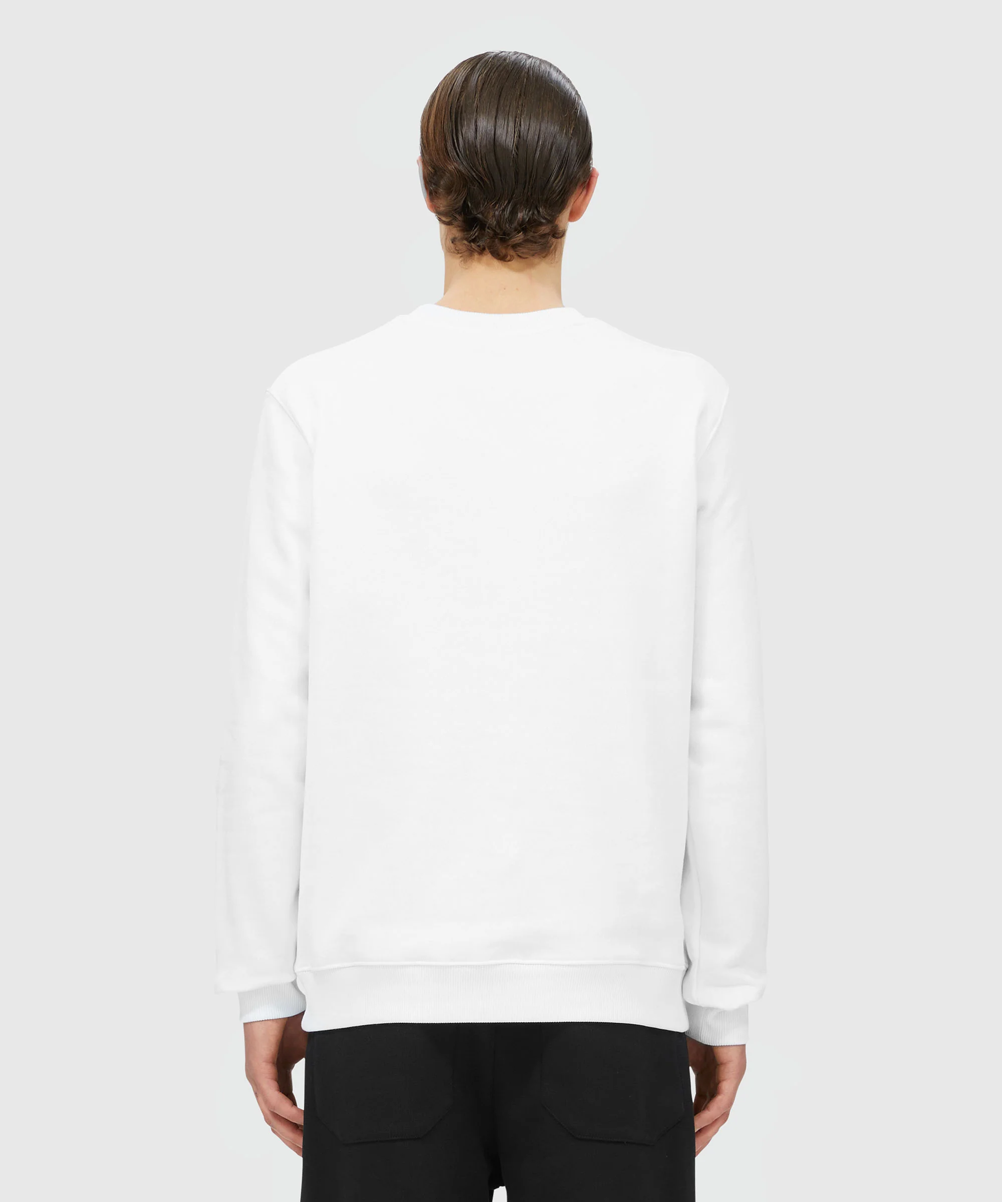 White crew neck sweatshirt with brushstroke logo - Image 3