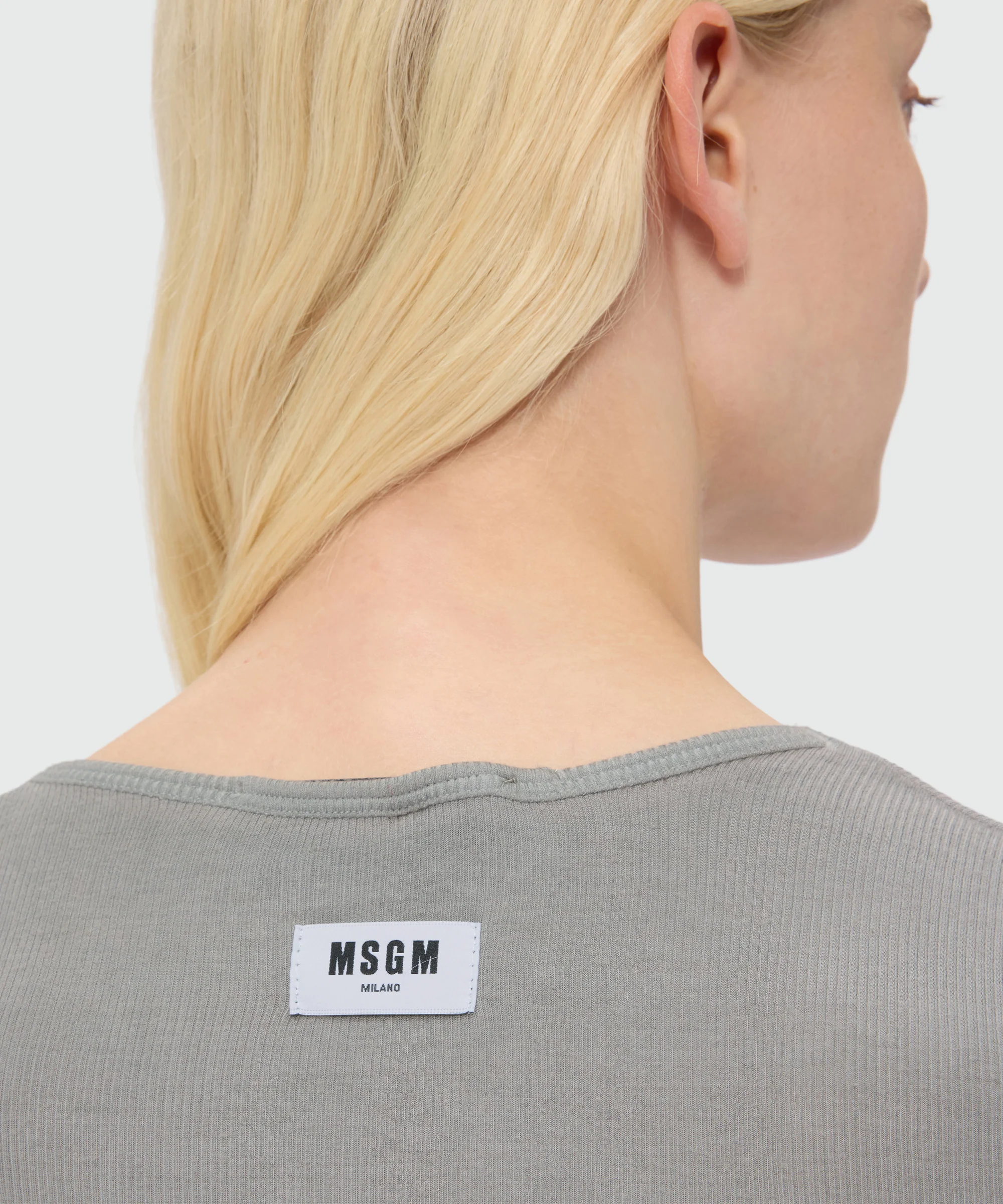 Grey long-sleeve viscose ribbed T-shirt - Image 5