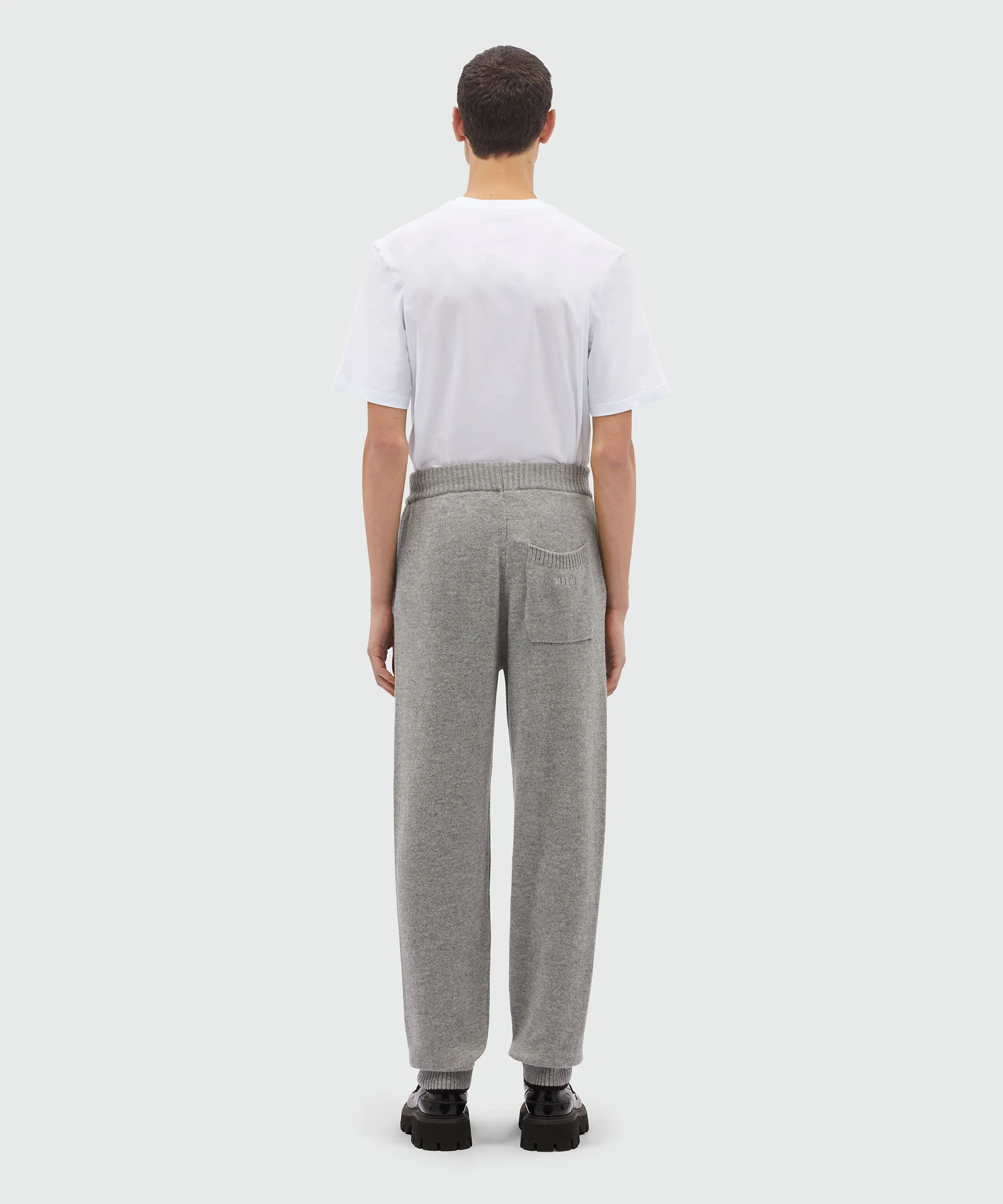 Grey melange blended cashmere jogging pants - Image 3