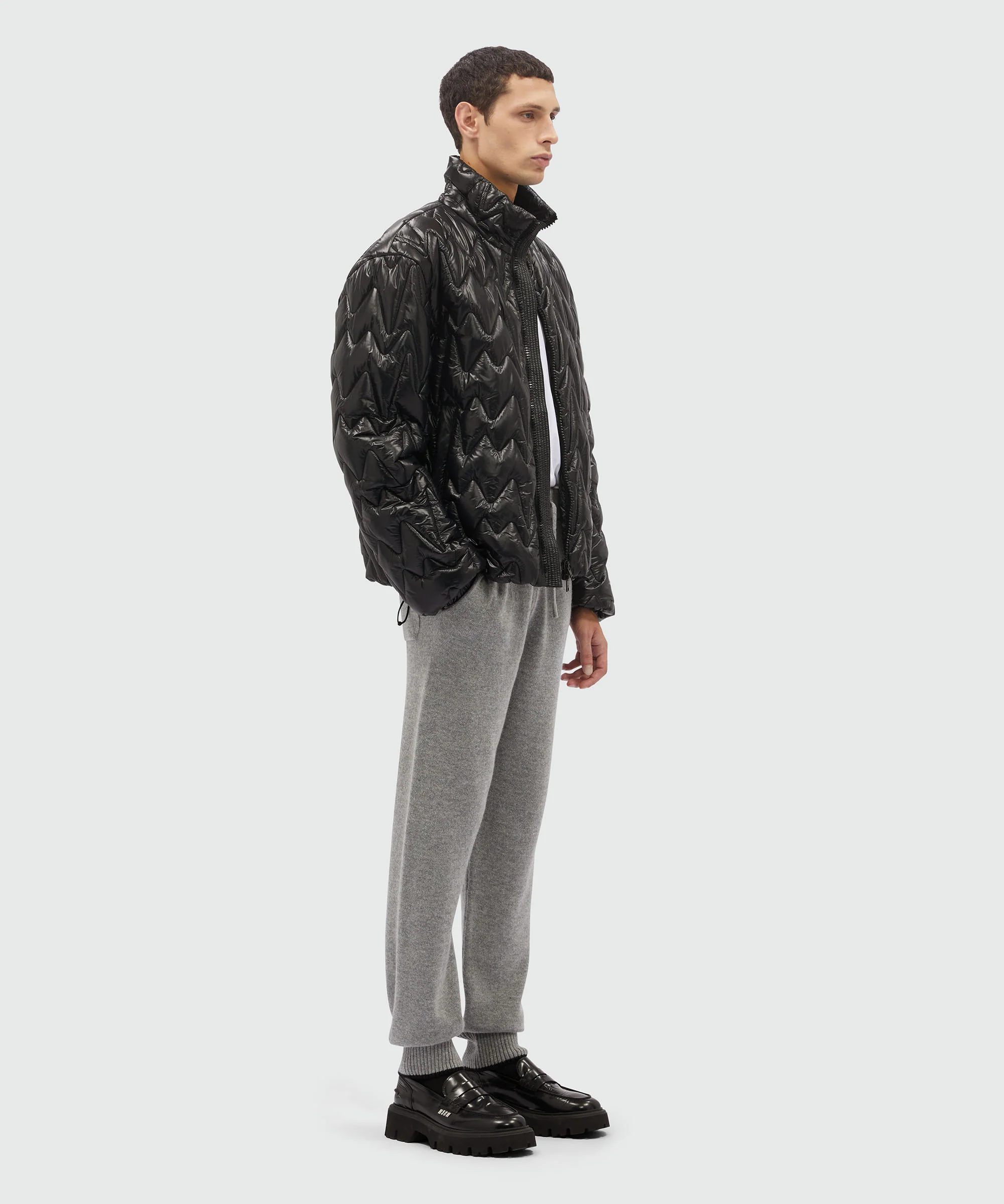 Grey melange blended cashmere jogging pants - Image 4