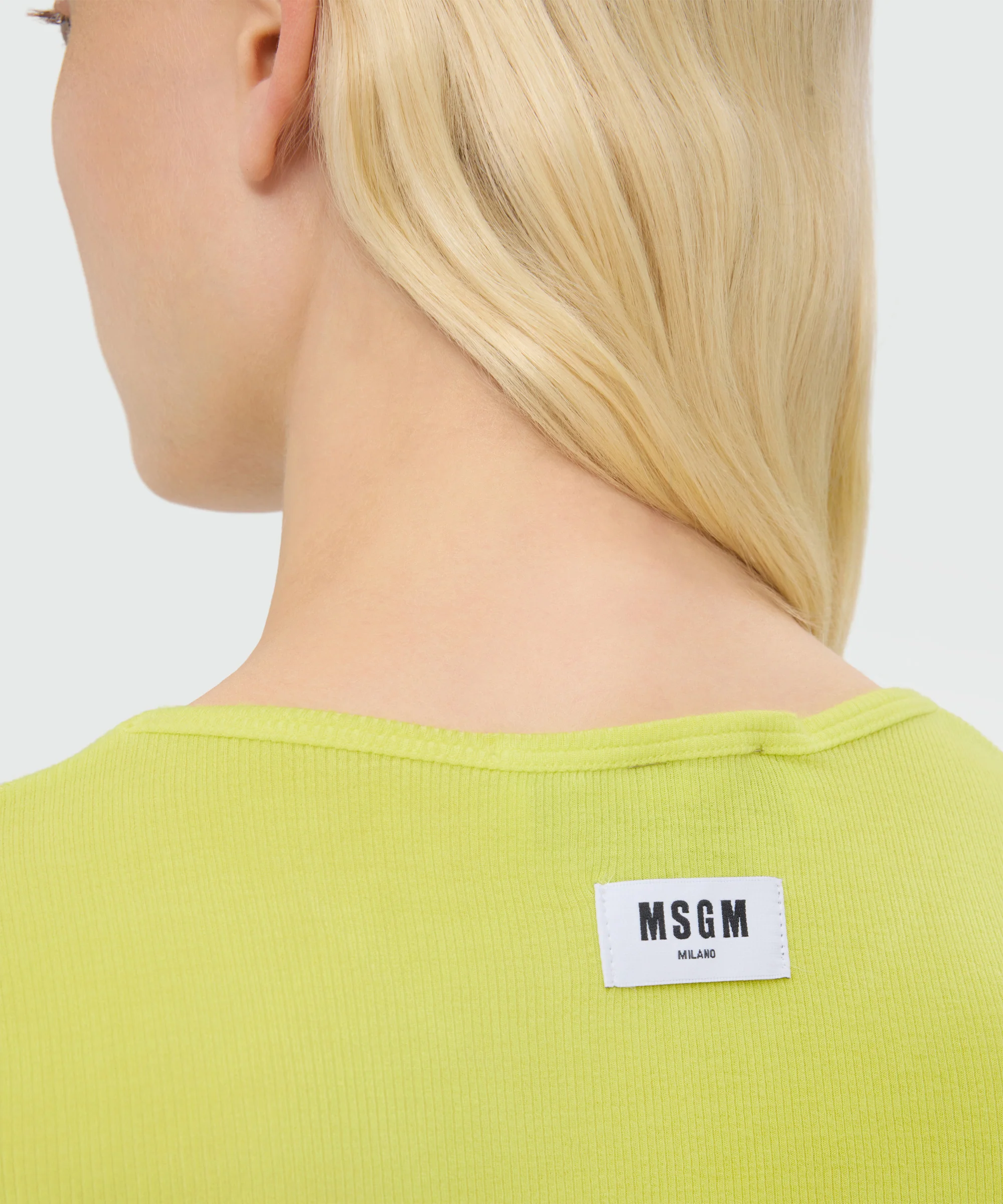 Lime short-sleeve viscose ribbed T-shirt - Image 5