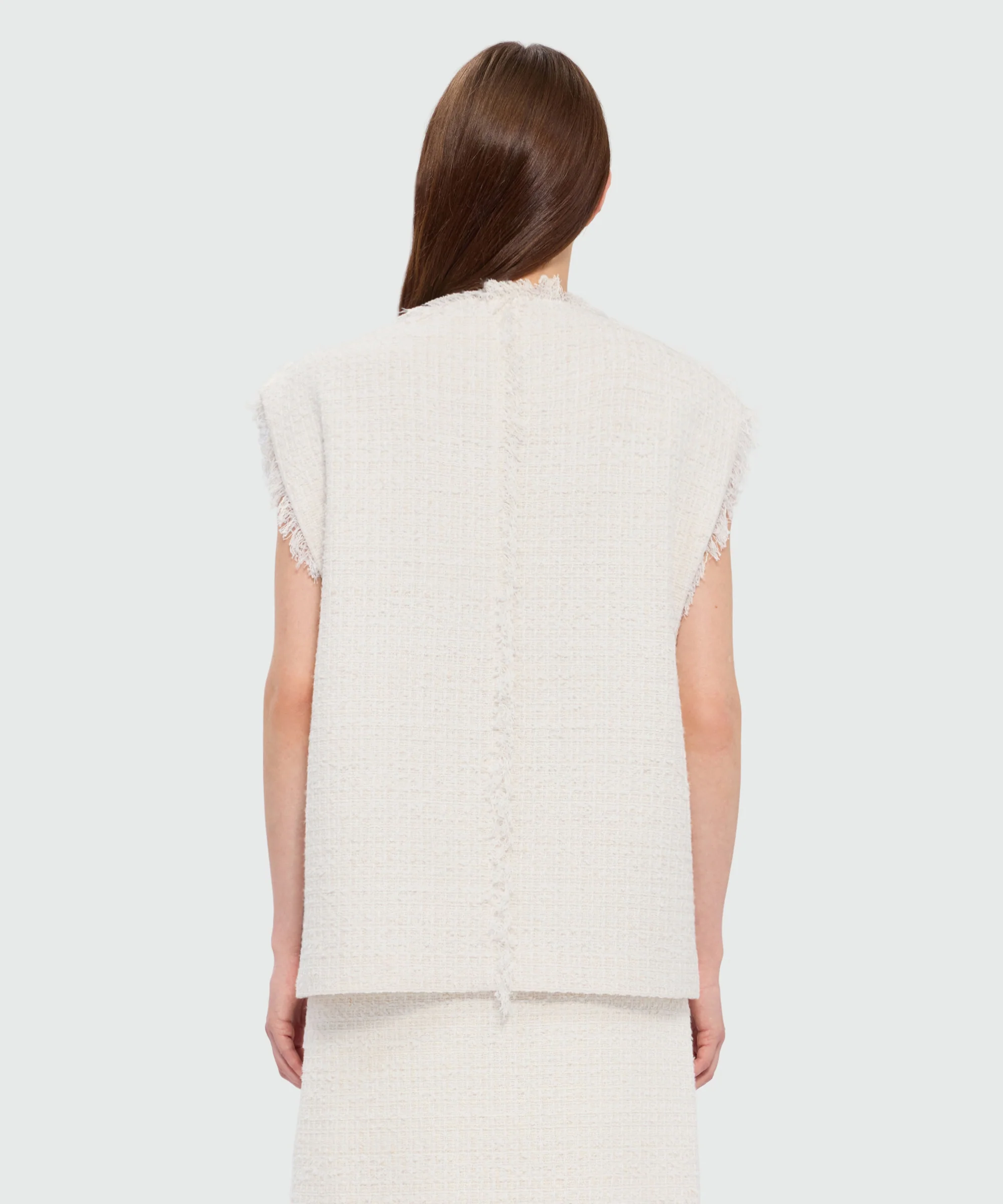 Off-white boucle tweed-effect vest with metal buttons - Image 3