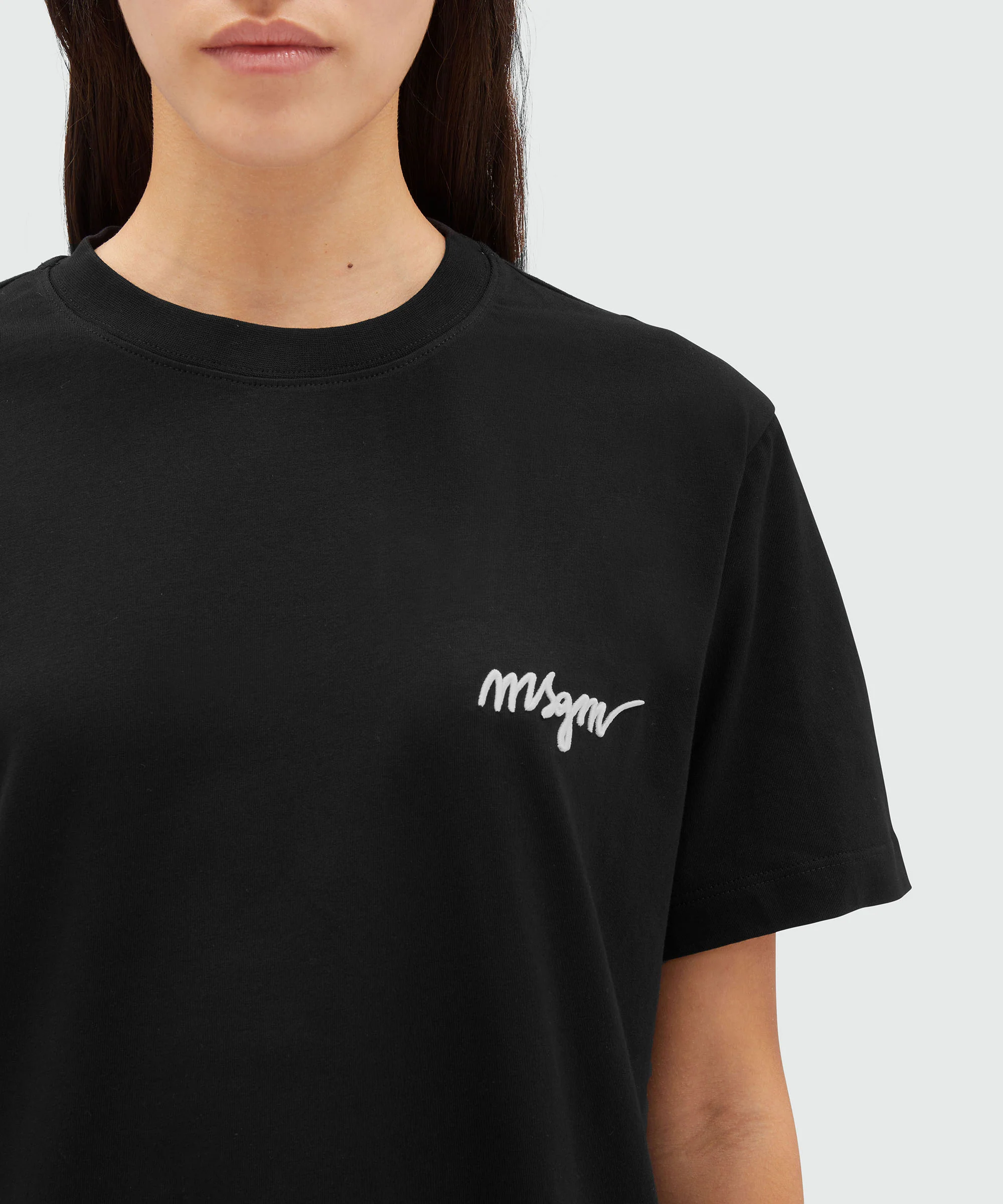 Round neck cotton T-shirt with embroidered logo - Image 5