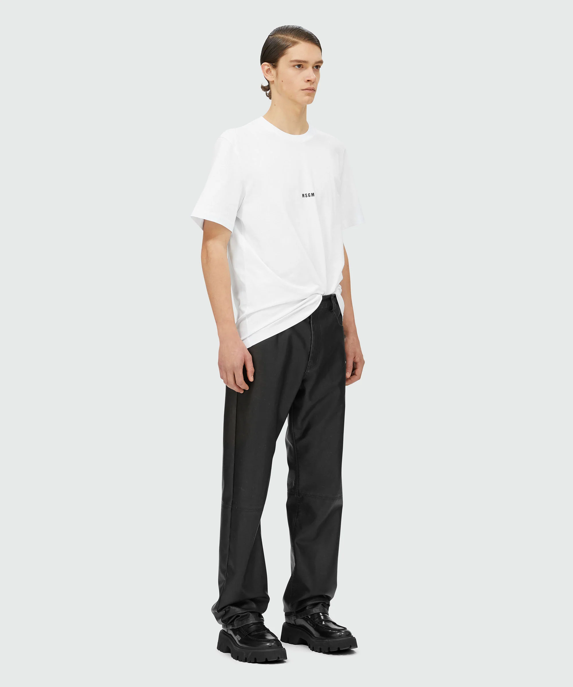 Round neck cotton T-shirt with micro logo - Image 4
