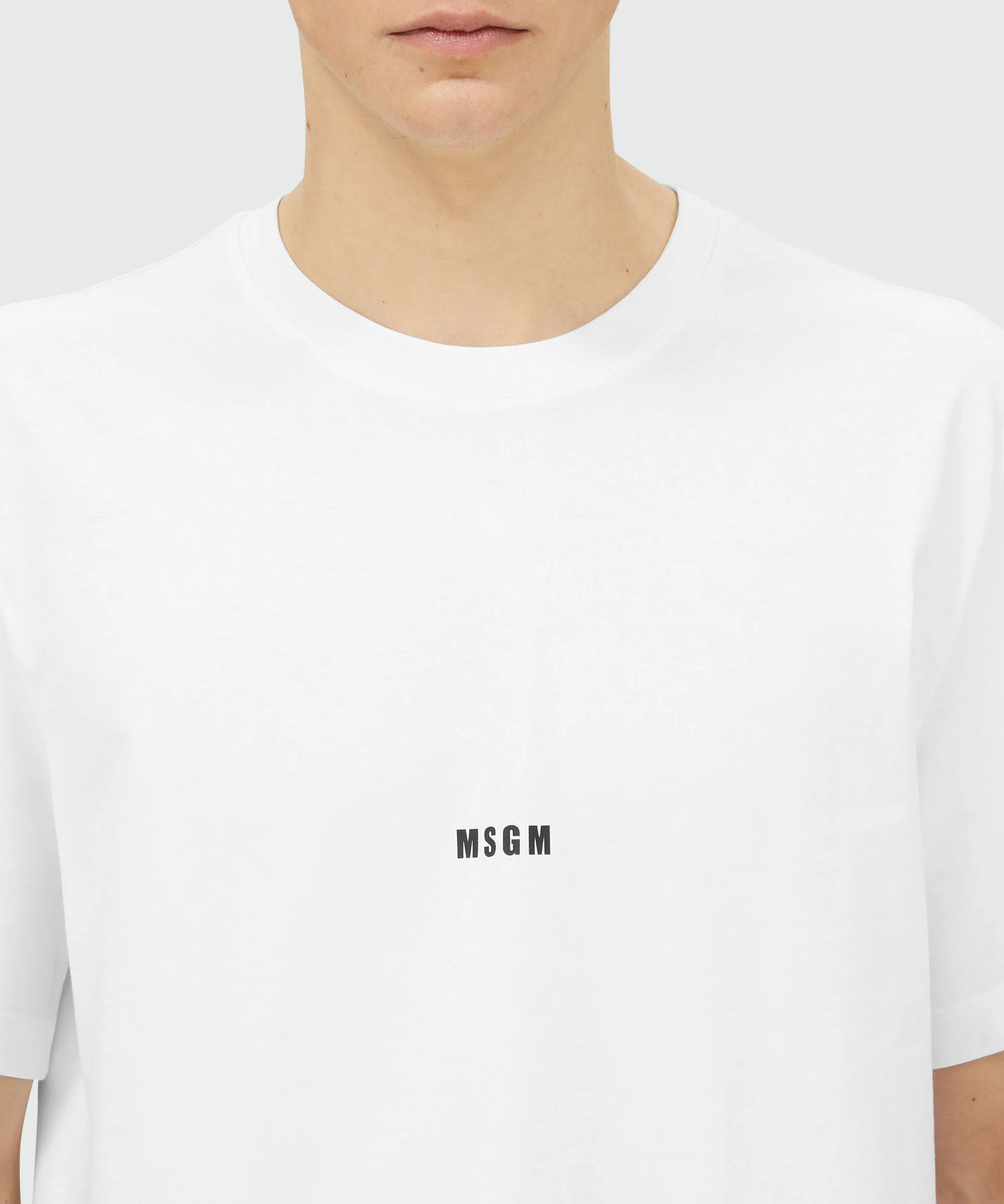 Round neck cotton T-shirt with micro logo - Image 5