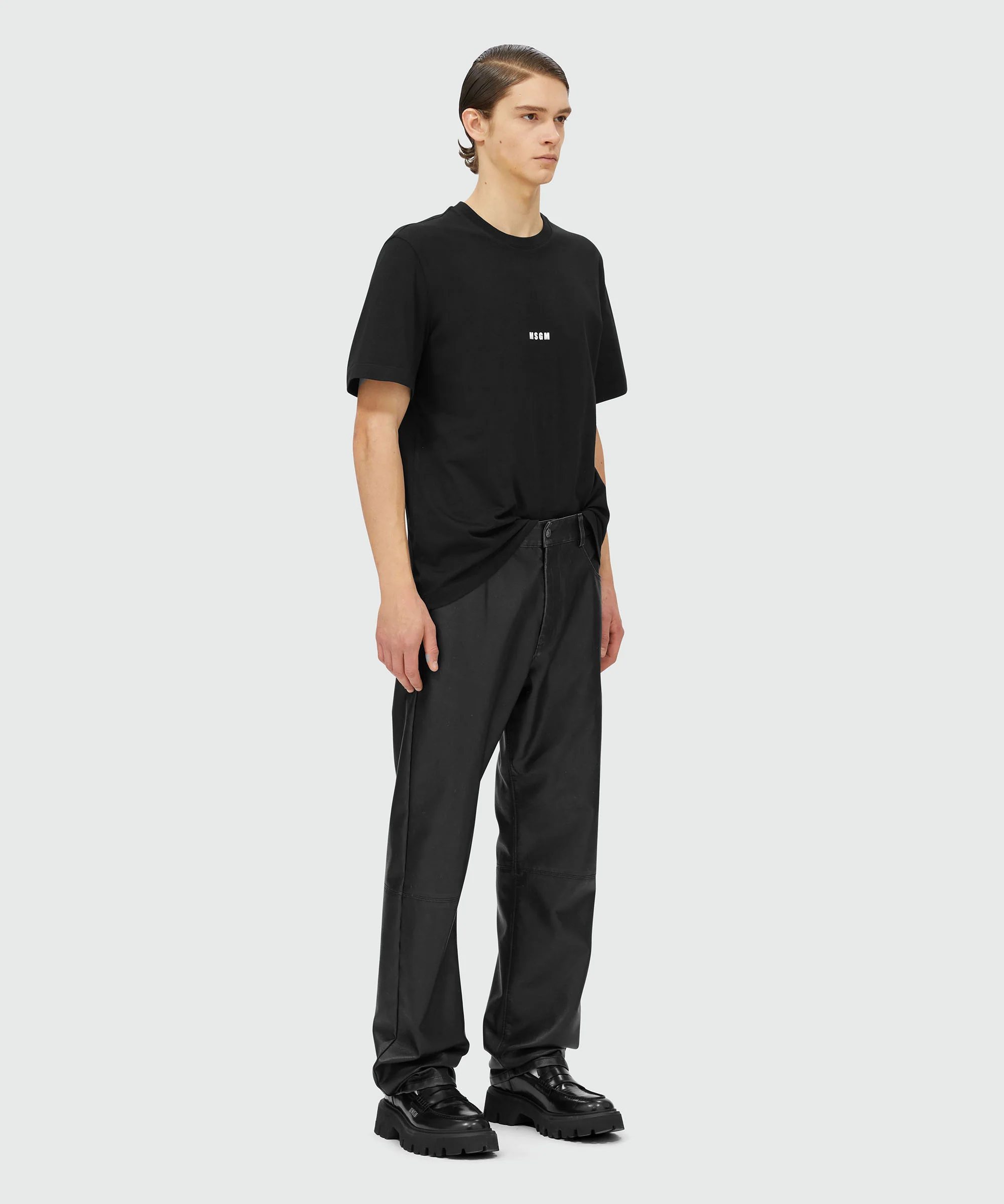 Round neck cotton T-shirt with micro logo - Image 4