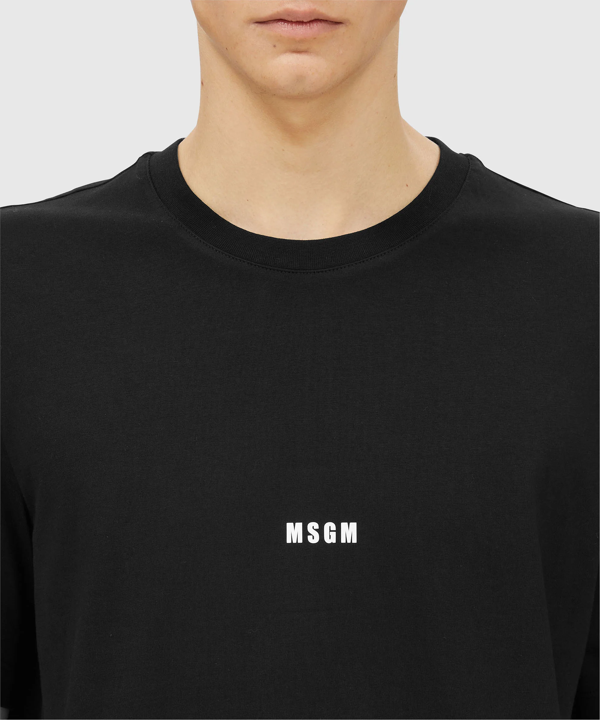 Round neck cotton T-shirt with micro logo - Image 5
